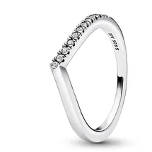 Pandora Timeless Wishbone Halb Funkelnder in Sterling-Silber mit Cubic Zirkonia Timeless Collection, Größe 52, 192394C01-52