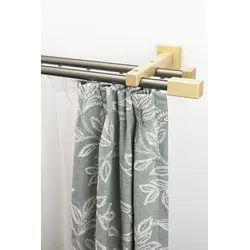 Gardinenschiene GARESA "Cubus, Quader Innenlauf", beige (natur, chromfarben), L:100cm, Gardinenstangen, Innenlauf-Vorhanggarnitur, verlängerbar, Holz-Aluminium