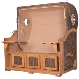 Mr. Deko bene living Strandkorb Komplettset Ammersee Grande XXL Teak PE grau Modell 529