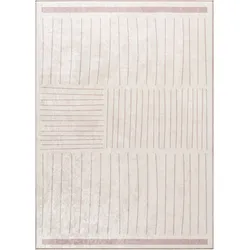 Teppich SEHRAZAT "Caimas 8310", beige, B:120cm H:8mm L:170cm, Kunstfaser, Teppiche, waschbar,Boho,Skandi,rutschfest,Kurzflor,Pflegeleicht
