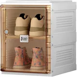 MAYIBOX Transparente schuhregal,schuhboxen stapelbar Braun, mit magnetischer Tür, für Stöckelschuhe, Stiefeletten, Pumps