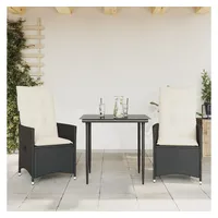 vidaXL Gartensessel mit Kissen 2 Stk. Verstellbar Schwarz Poly Rattan