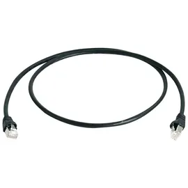 Telegärtner Patchkabel CAT 6a S/FTP 5.00m Schwarz Flammwidrig, mit Rastnasenschutz, Paarschirm, doppelt geschirmt
