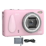 Digital Camera, Photo Camera, 2.4-inch, Small Photography Device with 4K HD Display, 18X Zoom, Anti-Shake, Ideal for Student Vlogging, Travel, Wedding, Birthdays, Black/Pink/White
