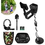 UISEBRT Metalldetektor Kit für Erwachsene und Kinder, Leichter Metalldetektor Kit mit Verstellbarem Vorbau, Suchspule, DISC & All Metall 2 Modi, P...