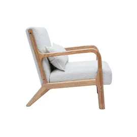 miliboo Sessel DERRY Bouclé 70 x 80 x 80 cm Weiß mit Kissen