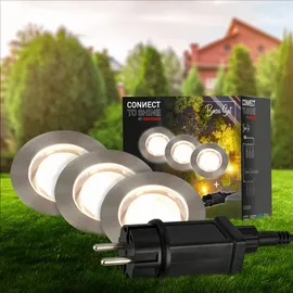 Briloner LED Außen-Bodenstrahler Connect to Shine 3er Starterset 10W warmweiß