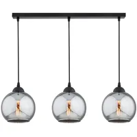 KAR LIGHTING Balken Pendelleuchte 3-flammig aus Metall und Glas in Schwarz, höhenverstellbar | E27 Fassung | LED geeignet | Hängelampe für Wohnzimmer, Flur, Schlafzimmer, Küche oder Büro