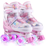 Hikole Rollschuhe für Mädchen, verstellbare leuchtende Rollschuhe für Kinder Anfänger, S(27-30)