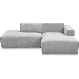 Andas Ecksofa ANDAS "Noord mit Kedernaht, Breite 227 cm, L-Form", grau (ligh grau), B:227cm H:71cm T:161cm, 94% Polyester; 6% Nylon, Sofas, Ecksofa, Cord, Struktur, Webstoff, mit Wellenunterfederung, Massivholzrahmen