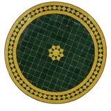 Casa Moro Beistelltisch Marokkanischer Mosaik Tisch M60-20 Ø 60cm Stern grün gelb rund (mediterraner Mosaiktisch Balkontisch Esstisch Beistelltisch, mit Schmiedeeisen Gestell Höhe 73cm), Kunsthandwerk aus Marokko MT2048 grün
