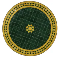 Casa Moro Beistelltisch Marokkanischer Mosaik Tisch M60-20 Ø 60cm Stern grün gelb rund (mediterraner Mosaiktisch Balkontisch Esstisch Beistelltisch, mit Schmiedeeisen Gestell Höhe 73cm), Kunsthandwerk aus Marokko MT2048 grün