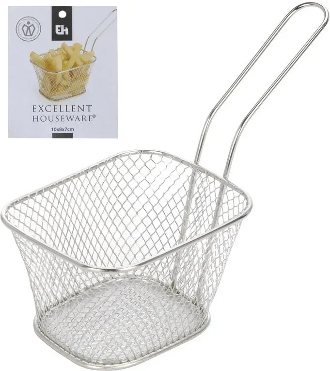 Excellent Houseware Frittierkorb mit Edelstahlgriff Pommes Frites 10 x 8 x 7cm