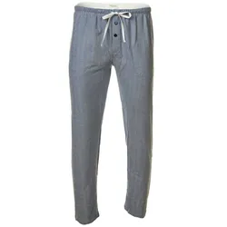 NOVILA Herren Web-Hose - Lounge-Hose, Homewear, Baumwoll-Flanell, Fischgrätmuster blau L (Large)