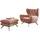 KAWOLA Hochlehnsessel CHARME Cord 70 x 100 x 80 cm Rosa mit Hockerbank
