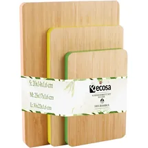 Ecosa Schneidebrett 3er Set aus nachhaltigem Bambus Farblich gekennzeichnet