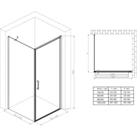 SoGood doporro Eck-Duschkabine 90x100x195cm Eckdusche in schwarz mit Hebe- und Senkmechanismus ESG-Sicherheitsglas Klarglas inkl. beidseitiger Easy-Clean-Beschichtung Ravenna36-plus