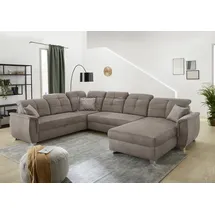 Jockenhöfer GRUPPE Livorno U-Form, B: 354 cm", Luxus-Microfaser Lederoptik Ottomane Bettfunktion-mit Relaxfunktion-mit Bettkasten, Kopfteilverstellung & Zierkissen