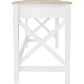 OTTO home Schreibtisch OTTO HOME "Silba", weiß (weiß, eichefarben, weiß, eichefarben), B:100cm H:76cm T:50cm, Tische, Schreibtisch, 2 Schubladen, Landhausstil, Home Office, Breite 100 oder 140 cm