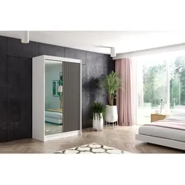 altdecor Schiebetürenschrank Vilan 120 x 215 x 61 cm Weiß/Schwarz