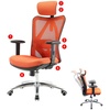 Bürostuhl Schreibtischstuhl, ergonomisch, verstellbare Lordosenstütze, 150kg belastbar ohne Fußstütze, orange