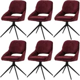 Mendler 6er-Set Esszimmerstuhl HWC-N73, Küchenstuhl, drehbar Auto-Return, Stoff/Textil Chenille (490g/m2) Öko-Tex ~ bordeaux