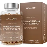 Aavalabs Bio Ashwagandha KSM 66 10.000mg | Mit Magnesium, Zink & Vitaminen 120 Kapseln St