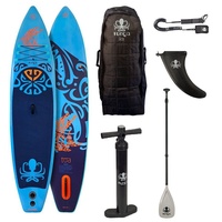 Runga-Boards Inflatable SUP-Board Runga TOA AIR 11.6 blue Stand Up Paddling SUP iSUP, Allround, (Set 3, mit Trolley-Rucksack, doppelhub Pumpe, Carbon/Kunststoff Paddel) Set 3