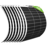 ECO-WORTHY 1040W 12V 0% VAT(8 Stücke 130W) flexibles monokristallines Solarpanel mit Solarkabel wasserdichtes Photovoltaikmodul für Wohnwagen, Dach und nicht-flache Oberflächen