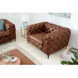 Riess-Ambiente Design Chesterfield Sessel MODERN BAROCK 120cm antik braun Microfaser mit Federkern