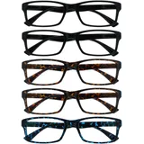 OPULIZE Die Lesebrille Unternehmen Wert 5er-Pack Herren Frauen Schwarz Braun Blau Designer Stil Leser RRRRR92-11223 +1,00