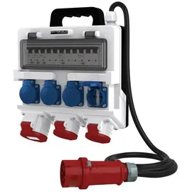 Doktorvolt Stromverteiler mit Kabel mit CEE-Stecker, Baustromverteiler Wandverteiler Mit Leitung Sicherheitsklappdeckeln IP44