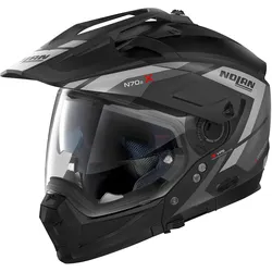 Nolan N70-2 X Grandes Alpes N-Com Helm, schwarz-silber, Größe 2XS für Männer