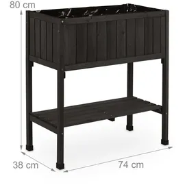 Relaxdays Hochbeet 80 x 74 x 38 cm Schwarz