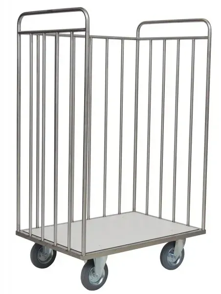 Transportwagen Novocal TRE81 Edelstahl Transportwagen mit Rückwand