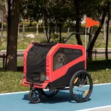 PawHut 2-in-1 Hundeanhänger Fahrradanhänger Hundewagen mit Reflektoren, Rot