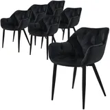 ML-Design Esszimmerstühle 6Er Set Schwarz Küchenstuhl mit Dickem Samtstoff Sitz