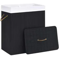 vidaXL Bambus-Wäschekorb Schwarz 100 L