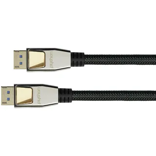 Alcasa PREMIUM DisplayPort 2.0 Kabel, - 3 m - 54 Gbit/s, UHBR 13.5-4K @240Hz / 8K @60Hz - KUPFERLEITER - NYLONGEFLECHT - schwarz