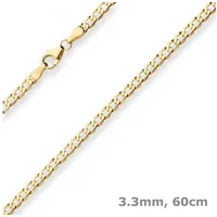 Schmuck Krone Goldkette 3,3mm Panzerkette weit aus 333 Gelbgold 60cm, Gold 333 goldfarben