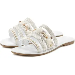 Pantolette »Sandale, Sommerschuh, Mule,«, mit aufwendig verzierten Riemchen, Gr. 41, weiß, , 11105924-41