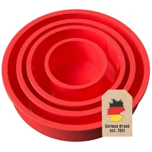 Intirilife 4-teiliges Set Silikon Kuchenbackformen in Rot - Gr.: onesize