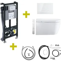 Duravit SensoWash® Starck f Plus Compact Dusch-WC Komplettanlage für Wandmontage, mit WC-Sitz, 650000012004320+WD1014000000+WD5003012000+1007310000+1007290000, Compact