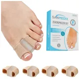 Sanmedix Zehenspreizer Silikon für Hallux Valgus Korrektur, Ballenzehen Zehenkorrektor, Set 4-tlg., Unisex