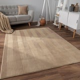 Paco Home Teppich Wohnzimmer Schlafzimmer Kurzflor, rutschfest Skandinavisches Boho Design Einfarbig geometrisch, 3D Effekt, Modern, Grösse:60x100 cm, Farbe:Beige