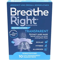 Besser Atmen Breathe Right Nasenstrips transparent 10 St