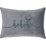 done.® Dekokissen "Santa's Comming", grau (grau, bestickt), B:40cm H:1cm L:60cm, Polyester, Dekokissen_Sitzkissen_Kissenhüllen, Velourstoff Anthracite