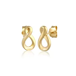 Paar Ohrstecker ELLI PREMIUM "Ohrstecker Infinity 585 Gelbgold", gold, Ohrringe, Damen, OneSize, ohne Stein, Gelbgold 585