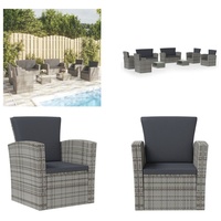 vidaXL 8 tlg. Garten Lounge Set mit Kissen Poly Rattan Grau - Garten-Lounge-Set - Garten-Lounge-Sets - Terrassenmöbel - Gartenmöbel - Grau