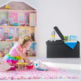 Relaxdays Sitzbank, mit Stauraum, faltbar, Leder-Optik, klappbarer Deckel, Flur, Schlafzimmer, Polster Truhenbank, Weiß